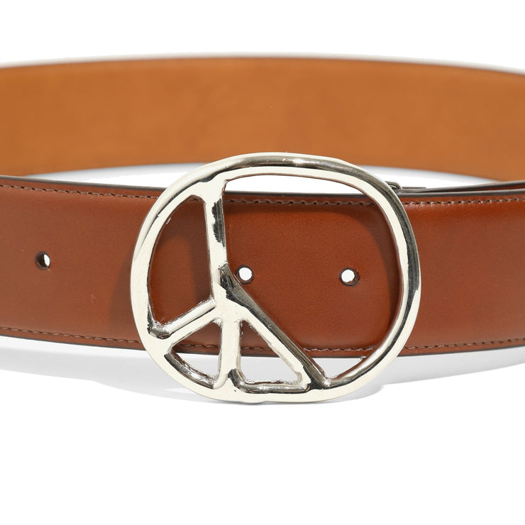 Peace Buckle Belt - Steer Leather / BROWN