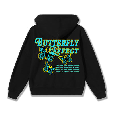 BUTTERFLY EFFECT HOODIE / BLACK LIGTH BLUE