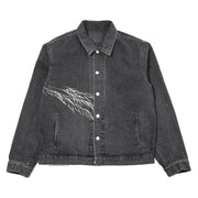 Yanagi embroidery Denim Jacket / BLACK